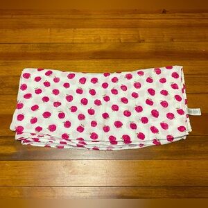 Angel Dear White Baby Blanket BambooSwaddle with Red Apple Print Size 47” by 47”